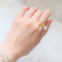 【數量有限】白珍珠鈴蘭橄欖石14KGF滑環（戒指） 第6張的照片