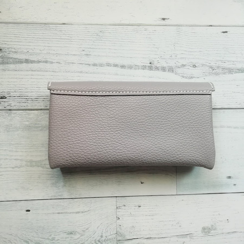 オーダー品　財布　ポーチ 長財布（コバルトブルー・シボ） ポーチのようなふっくら長財布