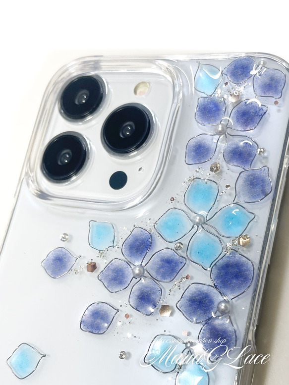 iPhone14 promax 繡球花樹脂花智慧型手機保護殼繡球花保護套 iPhone14pro 第4張的照片