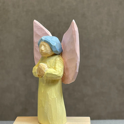 天使（No1）木彫り，彫刻，天然木，置物 1枚目の画像