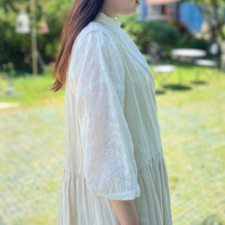 上品シースルー♡おしりポワンと隠してくれる刺繍生地ブラウス（23s-045）ホワイト 8枚目の画像