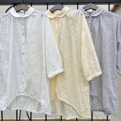 上品シースルー♡おしりポワンと隠してくれる刺繍生地ブラウス（23s-045）ホワイト 6枚目の画像