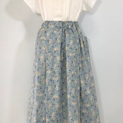 うさぎ　綿100　スカート　83ｃｍ丈　ブルー系　ゴムウエスト　フリーサイズ 4枚目の画像