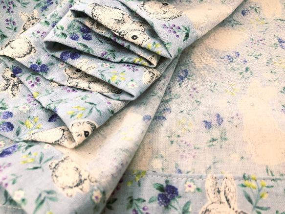 うさぎ　綿100　スカート　83ｃｍ丈　ブルー系　ゴムウエスト　フリーサイズ 11枚目の画像