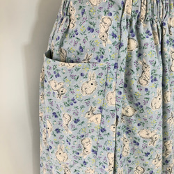 うさぎ　綿100　スカート　83ｃｍ丈　ブルー系　ゴムウエスト　フリーサイズ 10枚目の画像
