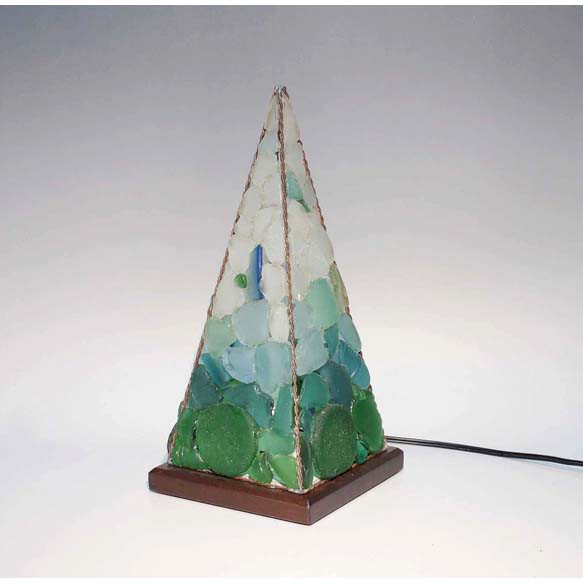 シーグラスのランプ　ピラミッドランプ L-18 7枚目の画像