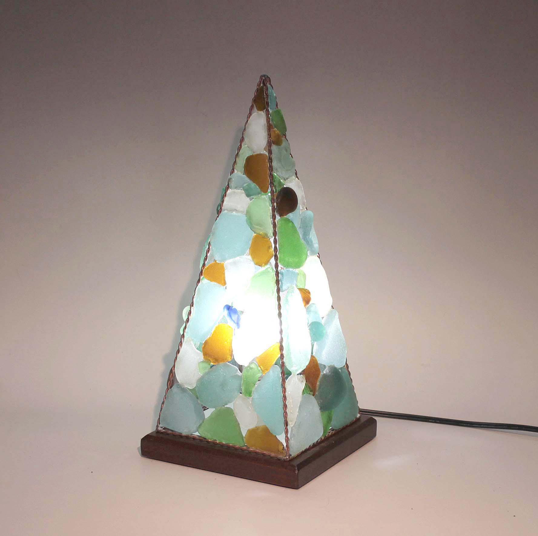 シーグラスのテーブルライトのステンドグラス