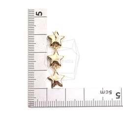 ERG-2459-G【2個入り】トリプルハートピアス,Triple Star Earrings/10mm x 32mm 5枚目の画像