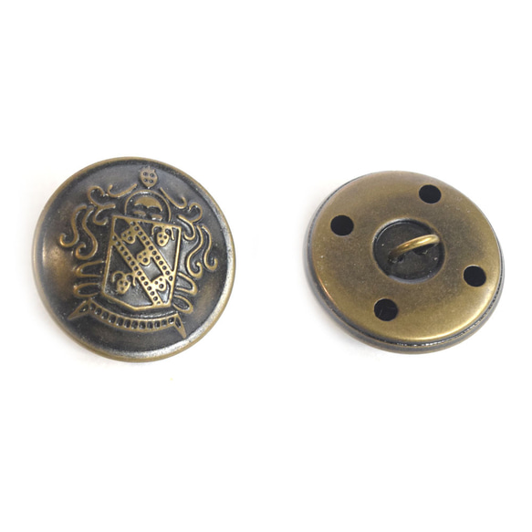 BT-838【メタルボタン】【合金製】【23mm】アンティークゴールド金古美ボタン　エンブレムモチーフボタン【1個】手芸 2枚目の画像