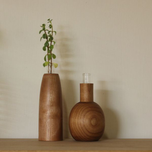 種類おまかせ】ろくろのフラワーベース Lサイズ 一輪挿し 花瓶 木製