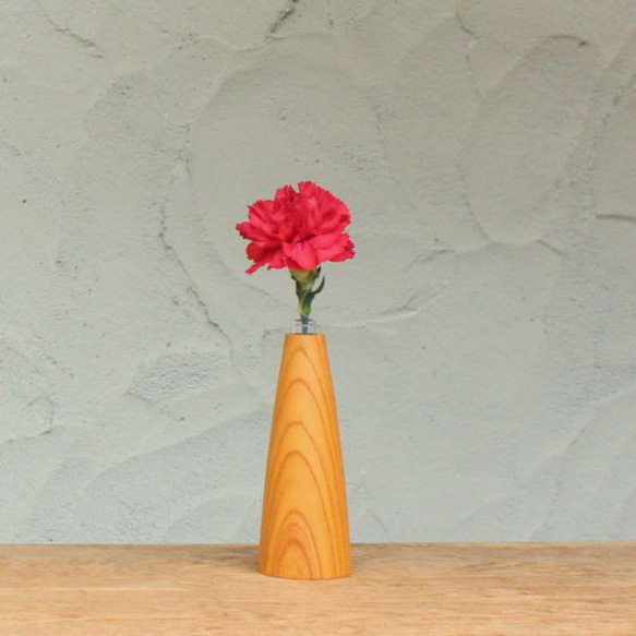【種類おまかせ】ろくろのフラワーベース Ｌサイズ 一輪挿し 花瓶 木製 試験管 ドライフラワー 生花 一点もの 韓国 3枚目の画像