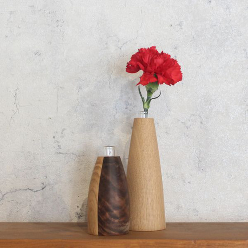 種類おまかせ】ろくろのフラワーベース Lサイズ 一輪挿し 花瓶 木製