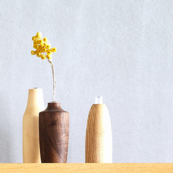 【種類おまかせ】ろくろのフラワーベース Ｌサイズ 一輪挿し 花瓶 木製 試験管 ドライフラワー 生花 一点もの 韓国 9枚目の画像