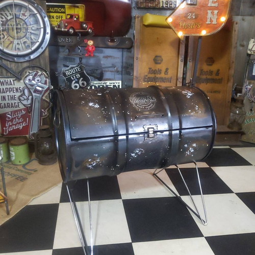 Old New！ インダストリアル ドラム缶 ガレージスツール ロー
