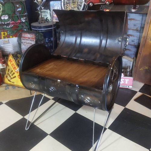 Old New！ インダストリアル ドラム缶 ガレージスツール ローテーブル