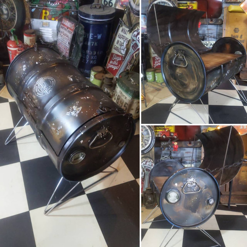 Old New! インダストリアル ドラム缶 ガレージスツール ロー Old New! インダストリアル ドラム缶 ガレージスツール ロー
