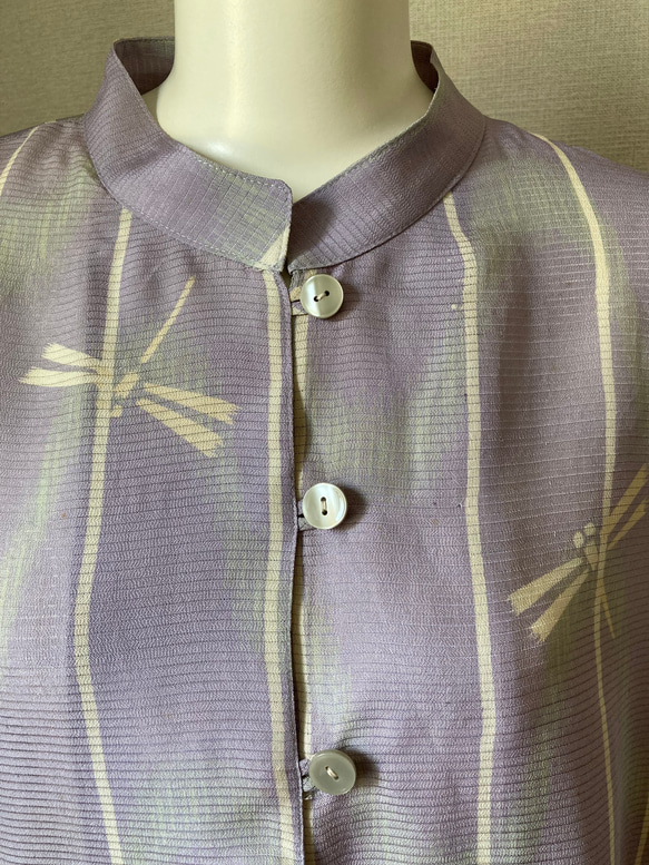 着物リメイク　絽　ロングジャケット　トンボ　絹 5枚目の画像