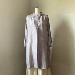 着物リメイク　絽　ロングジャケット　トンボ　絹 1枚目の画像