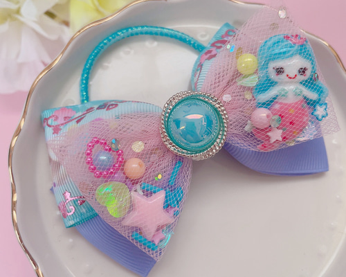 SALE マーメイド♡ ゆめかわ チュールリボン ポニー用