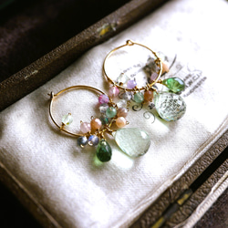 新作！14kgf！天然石＊水晶とアイオライトのピアス×イヤリング ピアス