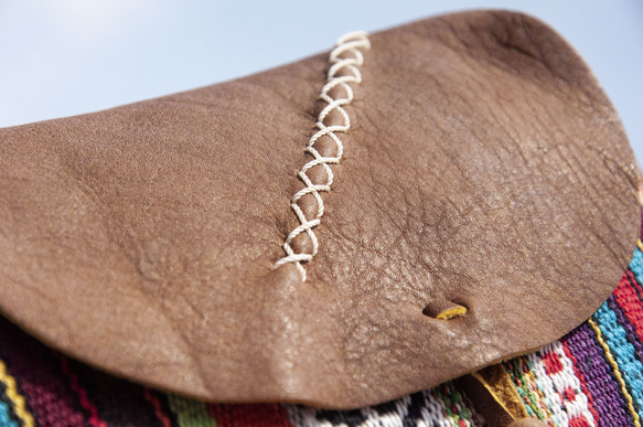 ハンドメイドレザーサイドバックパック牛革サイドバックパック織バッグボヘミアンオブリークバックパック - モロッコ砂漠南米クリスマ 5枚目の画像