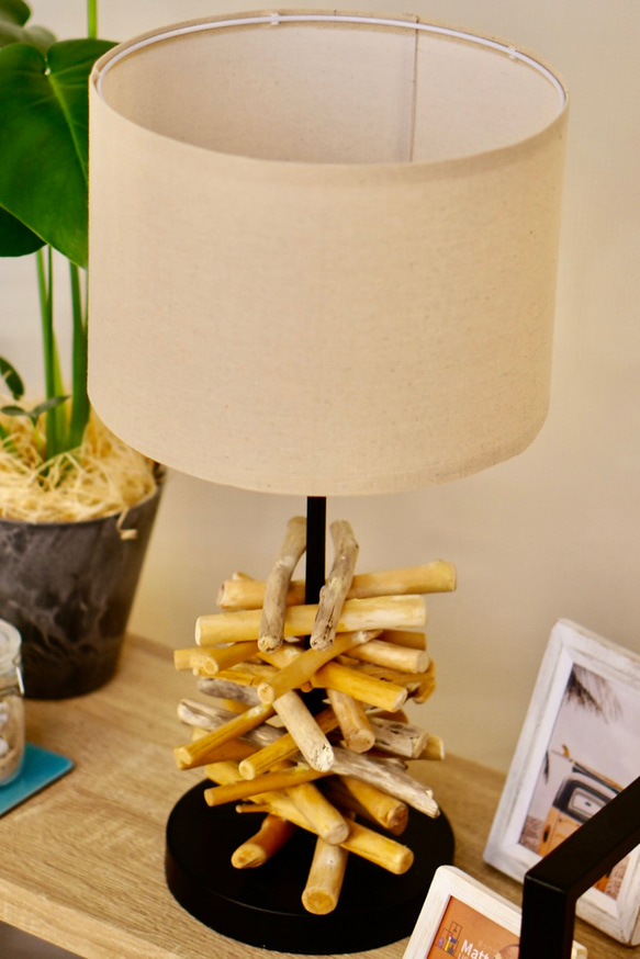 DRIFT WOOD TABLE LAMP 流木テーブルランプ LED電球付 ビーチカフェ 流木インテリア Type-B 9枚目の画像