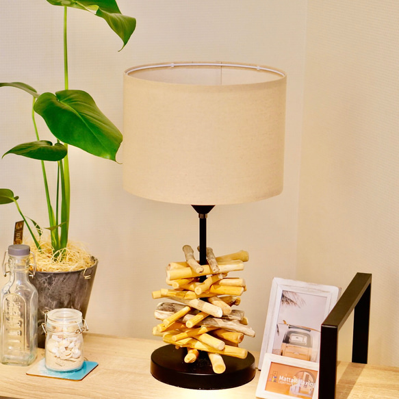 DRIFT WOOD TABLE LAMP 流木テーブルランプ LED電球付 ビーチカフェ 流木インテリア Type-B 7枚目の画像