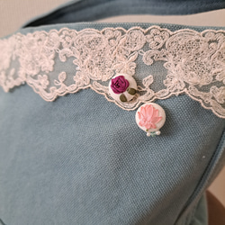艶やかなバラ　リボン刺繍　くるみボタン　タックピン 9枚目の画像