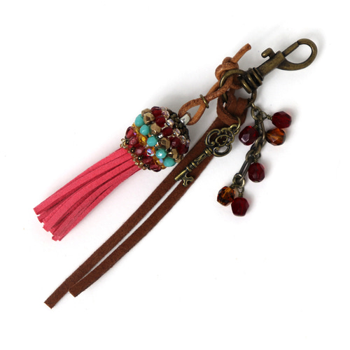 チェコビーズのタッセルキーホルダー ビーズアクセサリー ハンドメイド