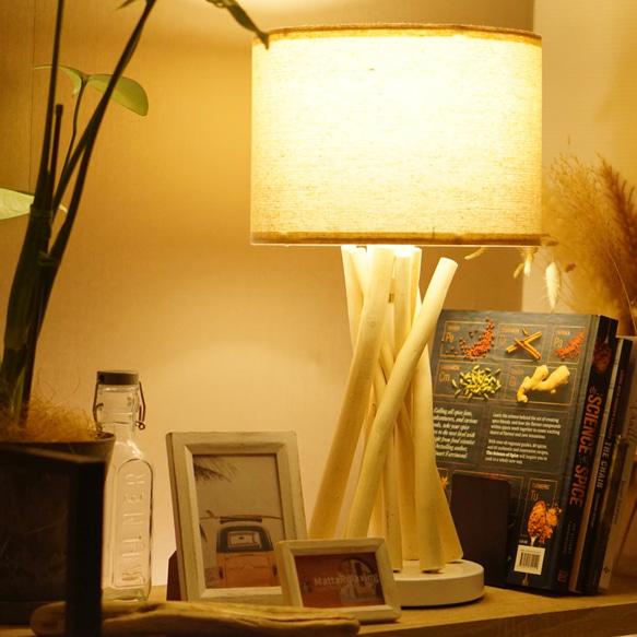 DRIFT WOOD TABLE LAMP 流木テーブルランプ LED電球付 ビーチカフェ 流木インテリア Type-A 2枚目の画像