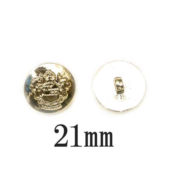 BT-852【メタルボタン】【プラメッキ】【21mm】金色メッキ　エンブレムプラメッキボタン【２個】ブラウス/手芸/アン 1枚目の画像