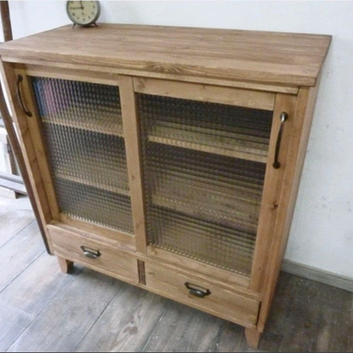 サイドボード キャビネット スライドドア 引き戸チェッカー