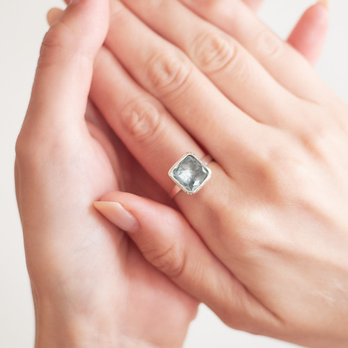 4点セット※画像確認※アクアマリンのシルバーリング【フリーサイズ】 アクアマリンのシルバーリング (Silver950/天然石/指輪) 指輪