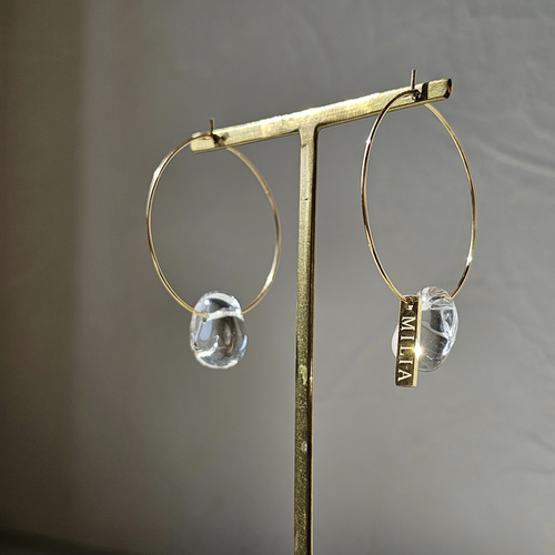 drops クリスタル フープピアス フープイヤリング 水晶 ピアス