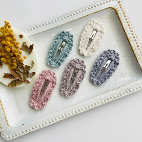 2つセット＊カギ編みパッチンピン＊2重編み＊大＊ヘアピン レース