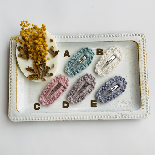 2つセット＊カギ編みパッチンピン＊2重編み＊大＊ヘアピン レース