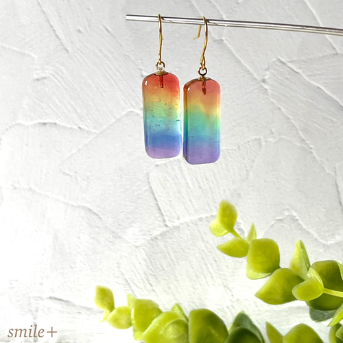 Rectangle Rainbow ピアス/イヤリング ピアス（フック・チェーン 