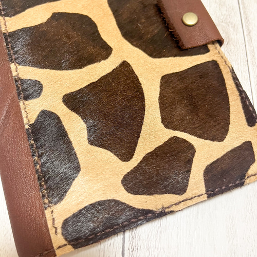 キリン柄 ハラコ スケジュール帳カバー ブックカバー 手帳カバー B6