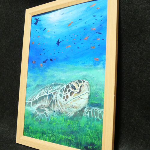 油絵 絵画【海森のウミガメ】 絵画 HR 通販 16211126｜Creema