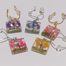 ルクシプオリの耳飾り 桃の樹　※パーツ/金具色変更可 5枚目の画像