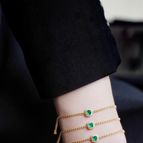 天然ダイヤモンド付きエメラルドブレスレットk18 ブレスレット パール  