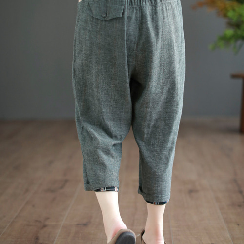 七分丈パンツ 綿麻 3色 M-5XLsize ハーフパンツ リネン 25zm960 k742.jpg