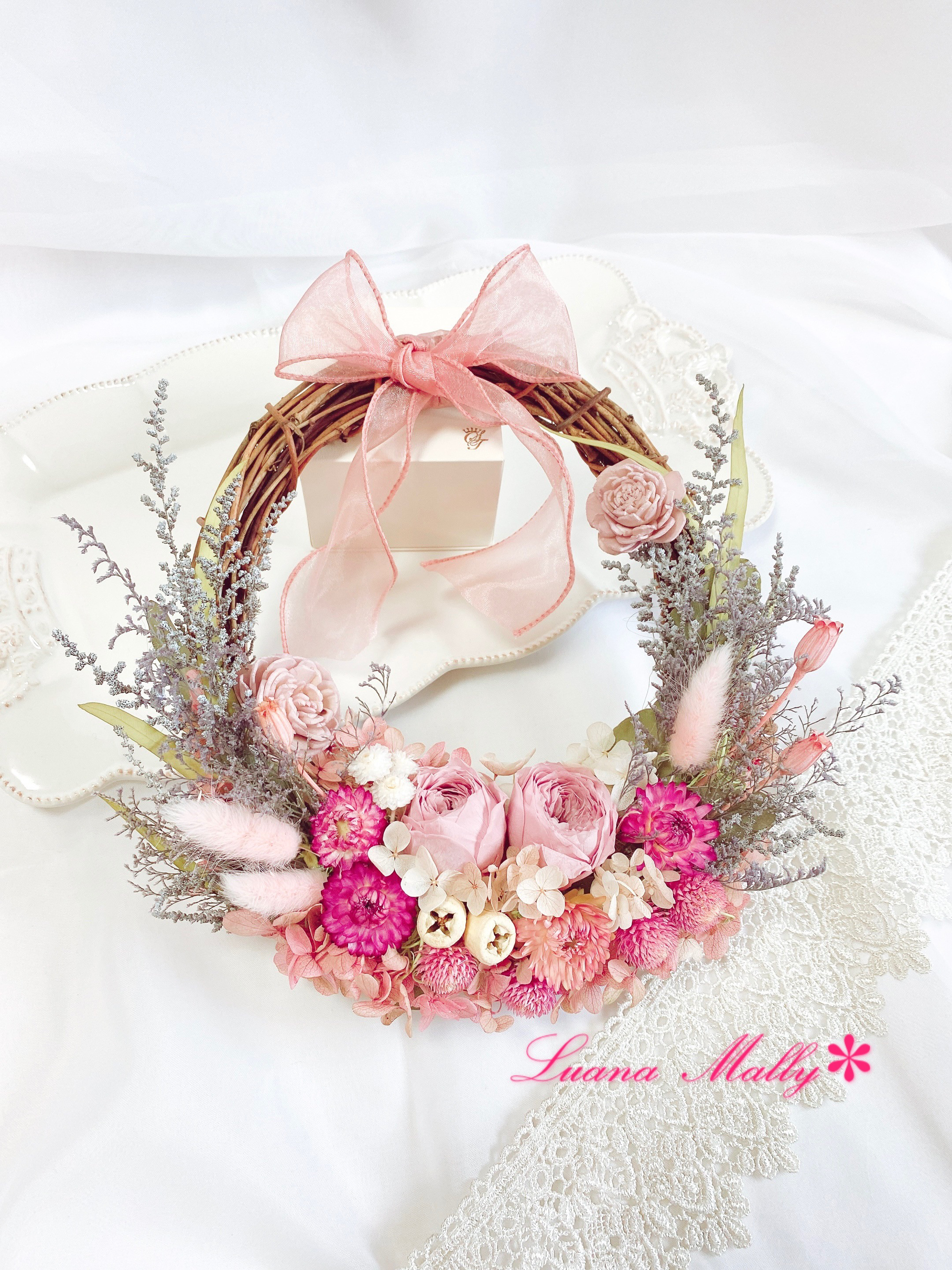 エレガント 上品 くすみ系 ピンク バラ ハーフリース 大人可愛い バレンタイン 誕生日 母の日ギフト 進呈 プリザーブ