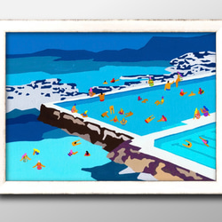 13879　ポスター　絵画　A3サイズ『夏　プール　サマー　ハワイ』アート　イラスト　デザイン　上級マット紙　北欧 1枚目の画像
