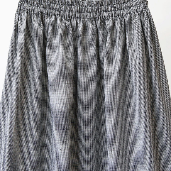 【即納】 播州織 綿麻 ロングスカート（ 千鳥格子 ）リネン 麻 灰 グレー 10枚目の画像