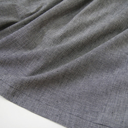 播州織 綿麻 ギャザースカート（ 千鳥格子 ）リネン 麻 ロング マキシ ポケット 麻 灰 グレー 8枚目の画像