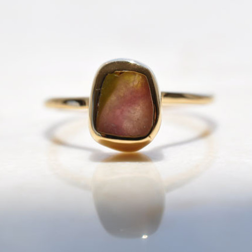 ゴールドリング トルマリン ダイヤ 11号 ウォーターメロントルマリン リング 11号 Watermelon Tourmaline