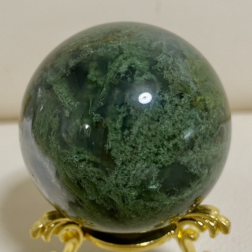 モスアゲート 水草瑪瑙 天然石スフィア 風水晶 エネルギー 幸運