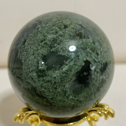 モスアゲート 水草瑪瑙 天然石スフィア 風水晶 エネルギー 幸運