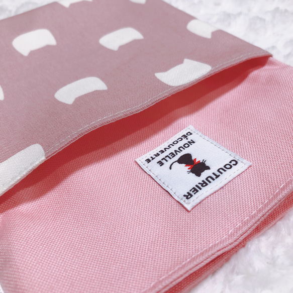 １６００．大人可愛い　パステルカラーの猫ちゃん柄　スマホショルダー　くすみピンク　刺繍タグ(白)付　ポシェット　　再販１ 3枚目の画像
